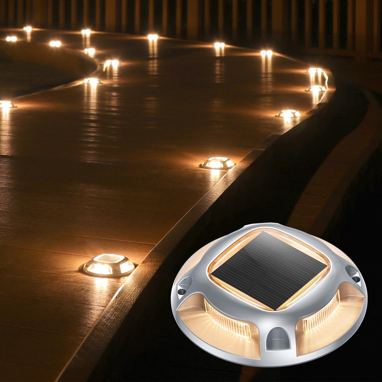 imageAGPTEK Solar Driveway Lights Outdoor 12 Pack 2 Color Modes LED Deck Dock Marine Waterproof Driveway Marker Lights for Step Sidewalk Stair Garden Pathway Walkway Yard Warm WhiteCool WhiteWarm White  Cool White