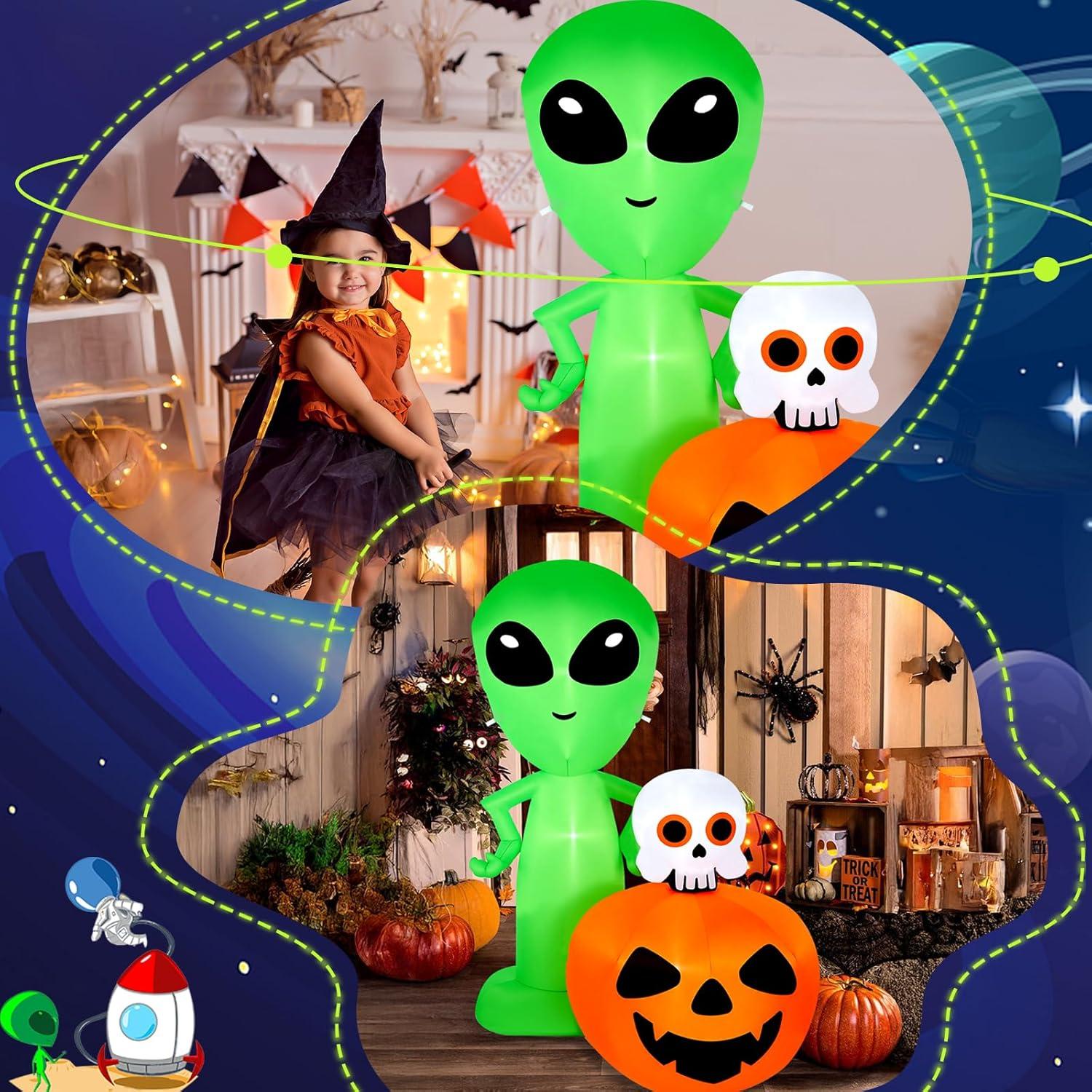 imageHalloween Inflatable Ghost CAMULAND 8 FT Halloween White Ghost Inflatable Outdoor Decoration with Builtin Color Changing LED Lights Great for Backyards Gardens and Lawns68FT ETSkull