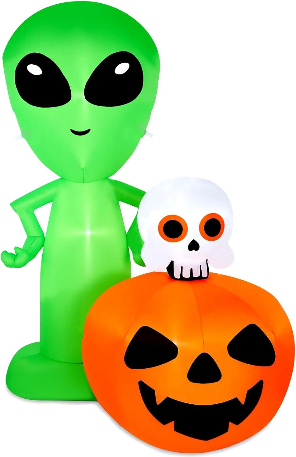 imageHalloween Inflatable Ghost CAMULAND 8 FT Halloween White Ghost Inflatable Outdoor Decoration with Builtin Color Changing LED Lights Great for Backyards Gardens and Lawns68FT ETSkull