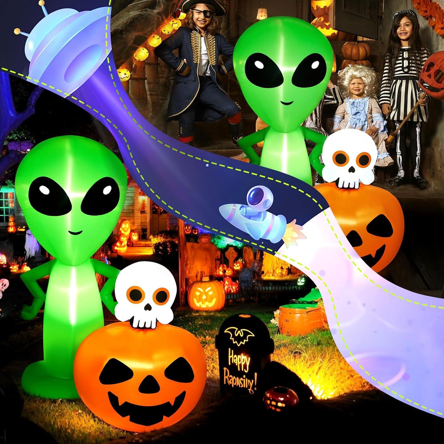 imageHalloween Inflatable Ghost CAMULAND 8 FT Halloween White Ghost Inflatable Outdoor Decoration with Builtin Color Changing LED Lights Great for Backyards Gardens and Lawns68FT ETSkull