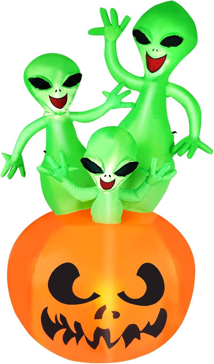 imageHalloween Inflatable Ghost CAMULAND 8 FT Halloween White Ghost Inflatable Outdoor Decoration with Builtin Color Changing LED Lights Great for Backyards Gardens and Lawns6FT Alien