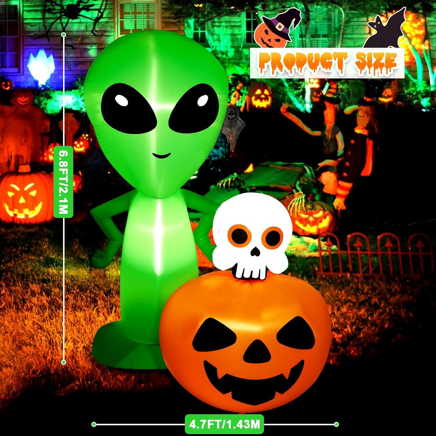 imageHalloween Inflatable Ghost CAMULAND 8 FT Halloween White Ghost Inflatable Outdoor Decoration with Builtin Color Changing LED Lights Great for Backyards Gardens and Lawns68FT ETSkull