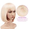 imageAGPTEK 13 Inches Straight Heat Resistant Short Bob Hair Wigs with Flat Bangs for Women Cosplay Daily Party  BlackBeige White