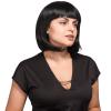 imageAGPTEK 13 Inches Straight Heat Resistant Short Bob Hair Wigs with Flat Bangs for Women Cosplay Daily Party  BlackBlack