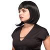 imageAGPTEK 13 Inches Straight Heat Resistant Short Bob Hair Wigs with Flat Bangs for Women Cosplay Daily Party  BlackBlack