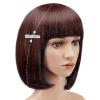 imageAGPTEK 13 Inches Straight Heat Resistant Short Bob Hair Wigs with Flat Bangs for Women Cosplay Daily Party  BlackDark Brown