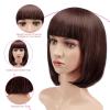 imageAGPTEK 13 Inches Straight Heat Resistant Short Bob Hair Wigs with Flat Bangs for Women Cosplay Daily Party  BlackDark Brown