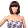 imageAGPTEK 13 Inches Straight Heat Resistant Short Bob Hair Wigs with Flat Bangs for Women Cosplay Daily Party  BlackDark Brown