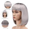 imageAGPTEK 13 Inches Straight Heat Resistant Short Bob Hair Wigs with Flat Bangs for Women Cosplay Daily Party  BlackGrey