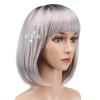 imageAGPTEK 13 Inches Straight Heat Resistant Short Bob Hair Wigs with Flat Bangs for Women Cosplay Daily Party  BlackGrey