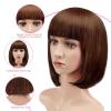 imageAGPTEK 13 Inches Straight Heat Resistant Short Bob Hair Wigs with Flat Bangs for Women Cosplay Daily Party  BlackLight Brown