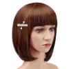 imageAGPTEK 13 Inches Straight Heat Resistant Short Bob Hair Wigs with Flat Bangs for Women Cosplay Daily Party  BlackLight Brown