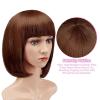 imageAGPTEK 13 Inches Straight Heat Resistant Short Bob Hair Wigs with Flat Bangs for Women Cosplay Daily Party  BlackLight Brown