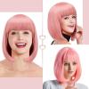 imageAGPTEK 13 Inches Straight Heat Resistant Short Bob Hair Wigs with Flat Bangs for Women Cosplay Daily Party  BlackPink