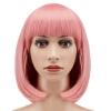 imageAGPTEK 13 Inches Straight Heat Resistant Short Bob Hair Wigs with Flat Bangs for Women Cosplay Daily Party  BlackPink