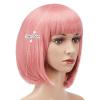 imageAGPTEK 13 Inches Straight Heat Resistant Short Bob Hair Wigs with Flat Bangs for Women Cosplay Daily Party  BlackPink