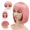 imageAGPTEK 13 Inches Straight Heat Resistant Short Bob Hair Wigs with Flat Bangs for Women Cosplay Daily Party  BlackPink