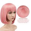 imageAGPTEK 13 Inches Straight Heat Resistant Short Bob Hair Wigs with Flat Bangs for Women Cosplay Daily Party  BlackPink