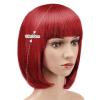 imageAGPTEK 13 Inches Straight Heat Resistant Short Bob Hair Wigs with Flat Bangs for Women Cosplay Daily Party  BlackRed
