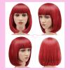 imageAGPTEK 13 Inches Straight Heat Resistant Short Bob Hair Wigs with Flat Bangs for Women Cosplay Daily Party  BlackRed