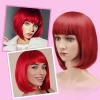 imageAGPTEK 13 Inches Straight Heat Resistant Short Bob Hair Wigs with Flat Bangs for Women Cosplay Daily Party  BlackRed