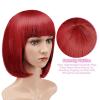 imageAGPTEK 13 Inches Straight Heat Resistant Short Bob Hair Wigs with Flat Bangs for Women Cosplay Daily Party  BlackRed