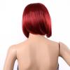 imageAGPTEK 13 Inches Straight Heat Resistant Short Bob Hair Wigs with Flat Bangs for Women Cosplay Daily Party  BlackRed