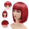 imageAGPTEK 13 Inches Straight Heat Resistant Short Bob Hair Wigs with Flat Bangs for Women Cosplay Daily Party  BlackRed