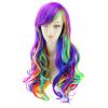 imageAGPTEK 275 Inches Full Long Curly Wavy Rainbow Hair Wig for Costume Cosplay Party Halloween  Harajuku Lolita Style Heat ResistantDazzle Color