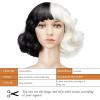 imageAGPTEK Cosplay Synthetic Wavy Wigs 126inch Black and White Wig Cruella Deville Wig Heat Resistant Fiber Soft and Smooth Texture Wig Perfect for Halloween WigCosplay and Festive Decorations