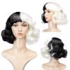 imageAGPTEK Cosplay Synthetic Wavy Wigs 126inch Black and White Wig Cruella Deville Wig Heat Resistant Fiber Soft and Smooth Texture Wig Perfect for Halloween WigCosplay and Festive Decorations
