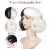 imageAGPTEK Cosplay Synthetic Wavy Wigs 126inch Black and White Wig Cruella Deville Wig Heat Resistant Fiber Soft and Smooth Texture Wig Perfect for Halloween WigCosplay and Festive Decorations