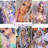 imageAGPTEK Full Long Curly Wavy Rainbow Hair Wig Heat Resistant Wig for Music Festival Theme Parties Wedding Concerts Dating Cosplay ampamp MoreLong Curly Wig