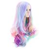 imageAGPTEK Full Long Curly Wavy Rainbow Hair Wig Heat Resistant Wig for Music Festival Theme Parties Wedding Concerts Dating Cosplay ampamp MoreLong Curly Wig