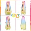 imageAGPTEK Full Long Curly Wavy Rainbow Hair Wig Heat Resistant Wig for Music Festival Theme Parties Wedding Concerts Dating Cosplay ampamp MoreLong Straight Wig