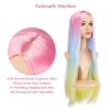 imageAGPTEK Full Long Curly Wavy Rainbow Hair Wig Heat Resistant Wig for Music Festival Theme Parties Wedding Concerts Dating Cosplay ampamp MoreLong Straight Wig