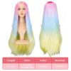 imageAGPTEK Full Long Curly Wavy Rainbow Hair Wig Heat Resistant Wig for Music Festival Theme Parties Wedding Concerts Dating Cosplay ampamp MoreLong Straight Wig