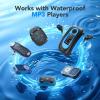 imageAGPTEK IPX8 Waterproof inEar Earphones Coiled Cable Swimming Earbuds with Stereo Audio Extension Cable WiredBlack