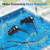 imageAGPTEK IPX8 Waterproof inEar Earphones Coiled Cable Swimming Earbuds with Stereo Audio Extension Cable WiredBlack