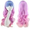 imageAGPTEK Image Long Full Curly Wavy MultiColor Lolita Halloween Wigs for Women Cosplay Costume Party with Wig Cap Comb and Rubber Band  Light Blue Pink