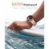 imageAGPTEK Smart Watch for Women Men 5ATM Waterproof Smartwatch for Android and iOS Phones Fitness Tracker Watch with 100 Sports Modes Heart Rate Monitor Pedometer Sleep Monitor BlackRose gold case with pink band