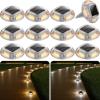 imageAGPTEK Solar Driveway Lights 12 Pack 2 Colors in 1 Outdoor Solar Deck Dock Marine Waterproof LED Driveway Marker Security Lights for Outside PathwayBoat DockStepWalkwayPathGarden Blue ampamp WhiteWarm Light  White Light