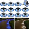 imageAGPTEK Solar Driveway Lights 12 Pack 2 Colors in 1 Outdoor Solar Deck Dock Marine Waterproof LED Driveway Marker Security Lights for Outside PathwayBoat DockStepWalkwayPathGarden Blue ampamp WhiteBlue Light  White Light
