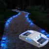 imageAGPTEK Solar Driveway Lights 12 Pack Outdoor Deck Dock Marine LED Solar Powered Waterproof Driveway Marker Lights for Warning Step Sidewalk Pathway Garden Yard Warm WhiteBlue Light