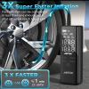 imageAGPTEK Tire Inflator Portable Air Compressor150PSI ampamp 7500mAhampamp 12V DC Tire Pressure Gauge Electric Air PumpLCD Display with LED Light for Cars Bikes ampamp Motorcycle Tires Balls