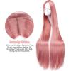 imageAGPTEK Wig Synthetic Wig for Women 40 Inch 100 cm Straight Long Wig Part in the Middle Anime Costume Great for Party Cosplay DailyUse and Festivals WhiteRouge Pink