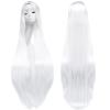 imageAGPTEK Wig Synthetic Wig for Women 40 Inch 100 cm Straight Long Wig Part in the Middle Anime Costume Great for Party Cosplay DailyUse and Festivals WhiteWhite
