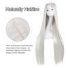 imageAGPTEK Wig Synthetic Wig for Women 40 Inch 100 cm Straight Long Wig Part in the Middle Anime Costume Great for Party Cosplay DailyUse and Festivals WhiteSilver