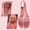 imageAGPTEK Wig Synthetic Wig for Women 40 Inch 100 cm Straight Long Wig Part in the Middle Anime Costume Great for Party Cosplay DailyUse and Festivals WhiteRouge Pink