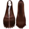 imageAGPTEK Wig Synthetic Wig for Women 40 Inch 100 cm Straight Long Wig Part in the Middle Anime Costume Great for Party Cosplay DailyUse and Festivals WhiteDark Brown